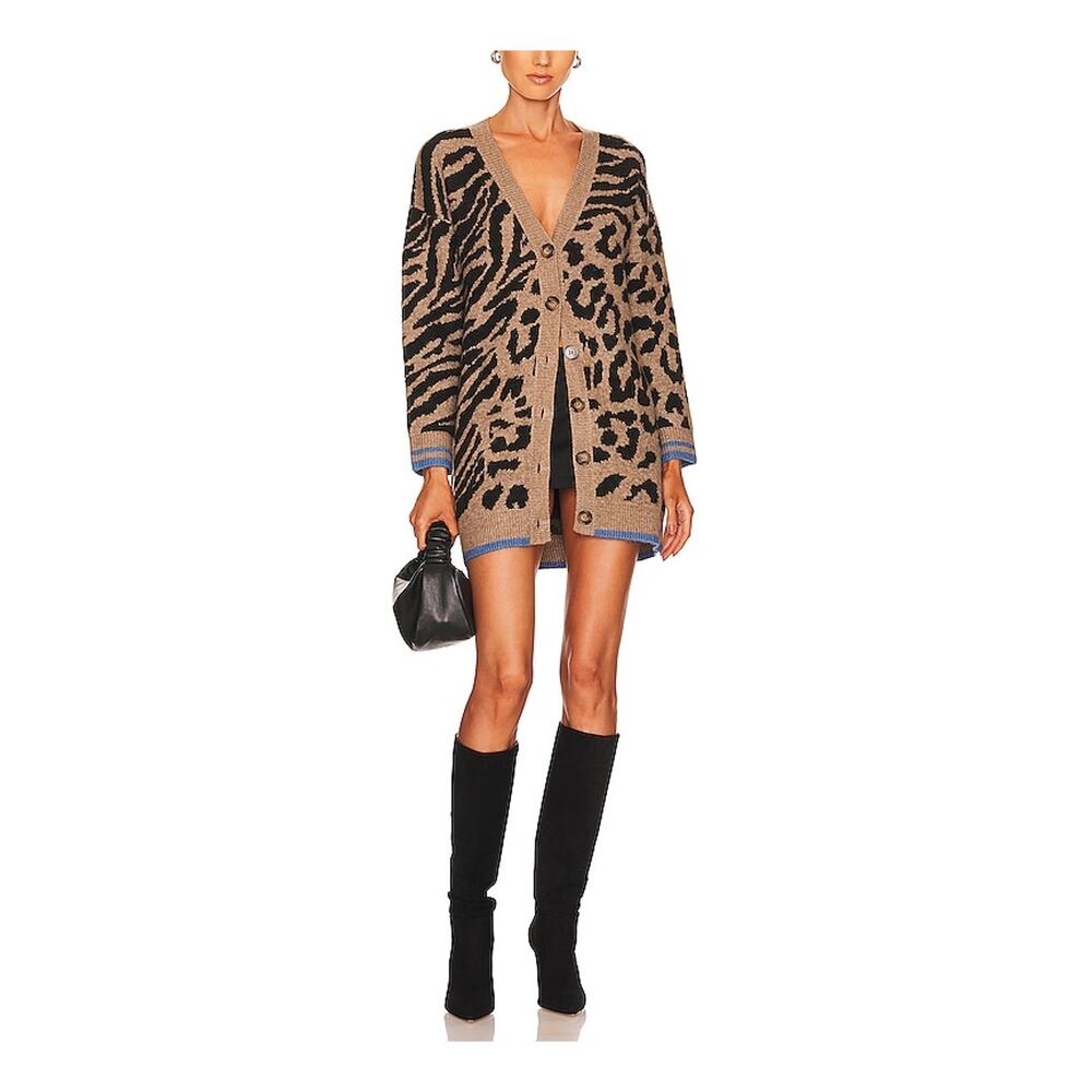 Heartloom Animal Print Multicolor Citrine Cardigan Size XS